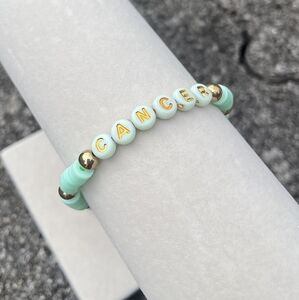 "CANCER" Zodiac Bracelet - 7 inch - Blue/Green - Stretch Cord
